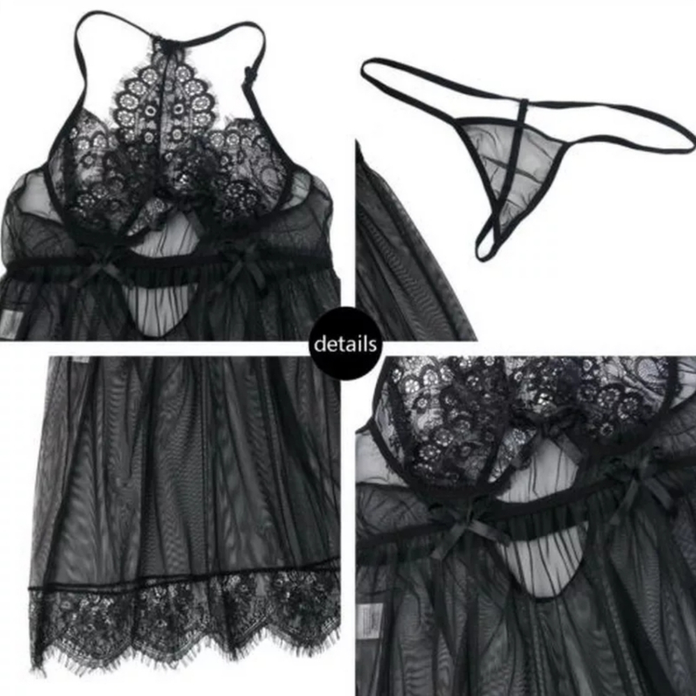 Sexy Lace Lingerie G-String Set Racerback - Picture 5 of 6